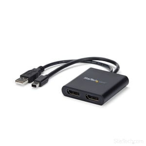 StarTech.com 2-Port Multi Monitor Adapter, Mini DisplayPort to DP MST Hub, Dual 4K 30Hz, Video Splitter for Extended Deskt