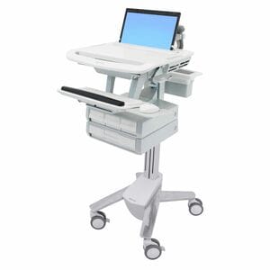 Ergotron StyleView Medical Trolley - 4 Drawer (3x1 + 1) - Push/Pull Handle - 9.07 kg Load Capacity - 4 Casters - 101.60 mm