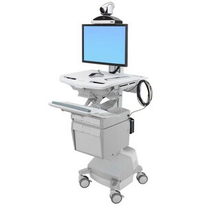 Ergotron StyleView Medical Trolley - Push Handle Handle - 17.69 kg Load Capacity - 4 Casters - Aluminium - White, Grey