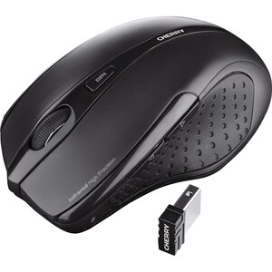 CHERRY MW 3000 Mouse - Radio Frequency - USB - Infrared - 5 Button(s) - Black - Wireless - 5 m - 2.40 GHz - 1750 dpi - Rig