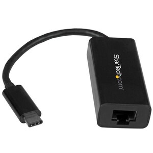 StarTech.com USB C to Gigabit Ethernet Adapter - Thunderbolt 3 - 10/100/1000Mbps - Black - USB-C to Ethernet dongle; Up to