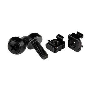 StarTech.com Paquet de 100 vis et écrous cages M6 x 12 mm - Noir - Vis étagère, Écrou cage - 12 mm - Carré - Carré - Acier