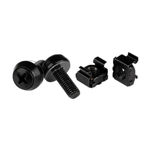StarTech.com M6 x 12mm - Screws and Cage Nuts - 50 Pack, Black - M6 Mounting Screws & Cage Nuts for Server Rack & Cabinet 