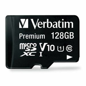 Verbatim Premium 128 GB Class 10/UHS-I microSDXC - 1 Each - TAA Compliant - 45 MB/s Read