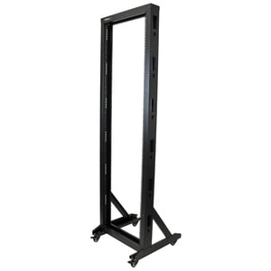 StarTech.com 2-Post 42U Mobile Open Frame Server Rack, Two Post 19in Network Rack with Casters, Rolling Open Rack for AV/D