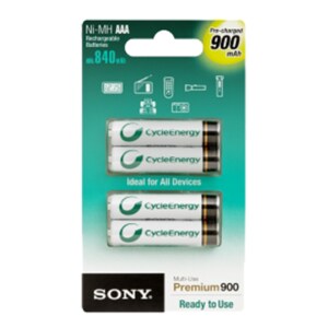 NI-MH AAA 900MAH PRE-CHARGED 4PCK. 1000X RECHARGEABLE