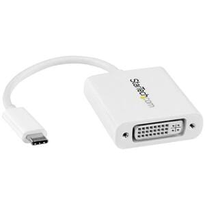 StarTech.com USB C to DVI Adapter - White - Thunderbolt 3 Compatible - 1920x1200 - USB-C to DVI Adapter - DVI-D Converter 