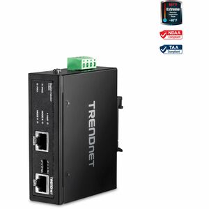 TRENDnet TI-IG60 PoE Injector - TAA Compliant - 48 V DC, 56 V DC Input - 1 x 10/100/1000Base-T Input Port(s) - 1 x 10/100/