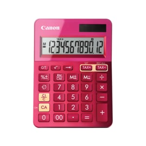 Canon LS-123K Simple Calculator - Dual Power, Large Display - Battery/Solar Powered - Metallic Pink