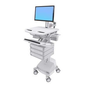 Ergotron StyleView Medical Trolley - 3 Drawer - 16.78 kg Load Capacity - 4 Casters - Aluminium