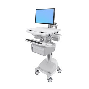Ergotron StyleView Medical Cart - 2 Drawer - 16.78 kg Load Capacity - 4 Casters - Aluminium