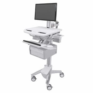 Ergotron StyleView Medical Cart - 2 Drawer (2x1) - Push/Pull Handle - 16.78 kg Load Capacity - 4 Casters - 101.60 mm Caste