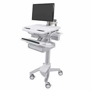 Ergotron StyleView Medical Cart - 2 Drawer (2x1) - Push/Pull Handle - 16.78 kg Load Capacity - 4 Casters - 101.60 mm Caste