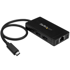 StarTech.com USB-C to Ethernet Adapter - Gigabit - 3 Port USB C to USB Hub and Power Adapter - Thunderbolt 3 Compatible - 
