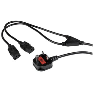 StarTech.com 2m Computer Power Cable - BS-1363 to 2x C13 - C13 Y-Cable - 6ft/1.8m 18AWG (0.75mm2) flexible computer power 