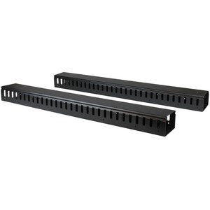 StarTech.com Vertical Cable Organizer with Finger Ducts - Vertical Cable Management Panel - Rack-Mount Cable Raceway - 40U