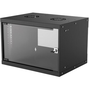 Network Cabinet, Wall Mount (Basic), 6U, 400mm Deep, Black, Flatpack, Max 50kg, Glass Door, 19" , Parts for wall installat