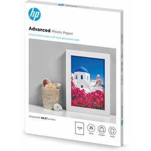 HP Papel fotográfico - 130 mm x 180 mm - 250 g/m² Grammage - Brilhante - 25 Planilha