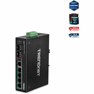 6-PORT HARDENED INDUSTRIAL GIGABIT POE+ SWITCH DIN CARRIL