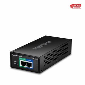 Injecteur POE TRENDnet TPE-117GI - Conforme aux normes TAA - 120 V AC, 230 V AC Entrée - 1,38 A Sortie - 1 x Gigabit Ether
