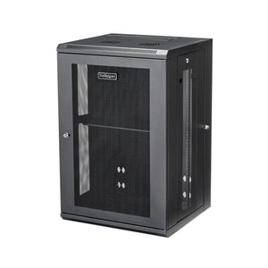 StarTech.com 4-Post 18U Wall Mount Network Cabinet, 19" Hinged Wall-Mounted Server Rack for Data / IT Equipment, Lockable 