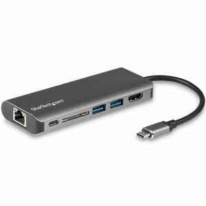 StarTech.com USB C Multiport Adapter - Portable USB Type-C Travel Dock - 4K HDMI, 2-pt USB Hub, SD, GbE, 60W PD Pass-Throu