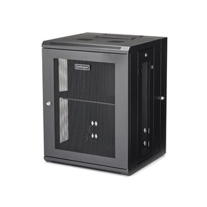 StarTech.com 4-Post 15U Wall Mount Network Cabinet, 19" Hinged Wall-Mounted Server Rack for Data / IT Equipment, Lockable 