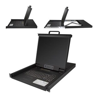 StarTech.com 16 Port Rackmount KVM Console w/ Cables - Integrated KVM Switch w/ 19" LCD - 1U LCD KVM Drawer 50000 MTBF - U