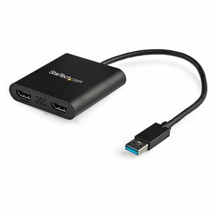 StarTech.com USB 3.0 to Dual HDMI Adapter, 1x 4K & 1x 1080p, External Graphics Card, USB Type-A Dual Monitor Display Adapt