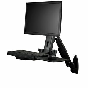 StarTech.com Wall Mount Workstation, Full Motion Standing Desk, Ergonomic Height Adjustable Monitor & Keyboard Tray Arm, F