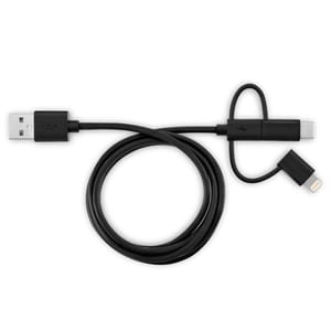 V7 LTCMUSB1M-BLK-1E 1 m Lightning/Micro-USB/USB Data Transfer Cable - First End: 1 x USB 2.0 Type A - Male - Second End: 1