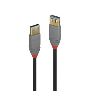 LINDY Anthra Line 1 m USB Datentransferkabel - Zweiter Anschluss: 1 x USB 3.0 Type A - Female - 5 Gbit/s - Verlängerungska