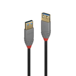 LINDY Anthra Line 3 m USB Datentransferkabel - Zweiter Anschluss: 1 x USB 3.0 Type A - Female - 5 Gbit/s - Verlängerungska