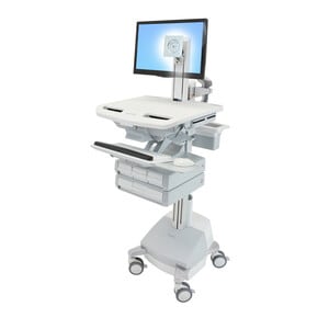 Ergotron StyleView Medical Trolley - 4 Drawer - 17.24 kg Load Capacity - 4 Casters - Aluminium - White, Grey
