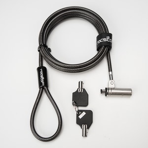 Rocbolt R20 Slim Security Cable with Key Lock and (2) Keys - 10mm Lock Head for Thinnest Laptop, Ultrabook Devices - Galva