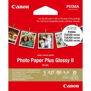 Canon Plus Glossy II PP-201 Inkjet Photo Paper - 88.90 mm x 88.90 mm - 265 g/m² Grammage - Glossy - 20 Sheet