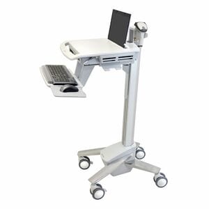 Ergotron StyleView 医疗车 - 8.16 kg 承载量 - 4 脚轮 - 101.60 毫米 脚轮尺寸 - 铝, 镀锌钢 - 白, 灰, 抛光铝 - 43.9 cm (17.3") Screen Supported