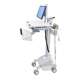 Ergotron StyleView 医疗车 - 14.10 kg 承载量 - 4 脚轮 - 塑料, 镀锌钢, 铝 - 灰, 白, 抛光铝