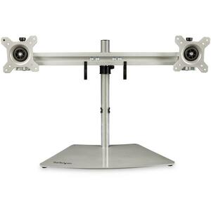 StarTech.com Dual Monitor Stand, Free Standing Desktop Pole Stand for 2x 24" (17.6lb/8kg) VESA Mount Displays, Height Adju