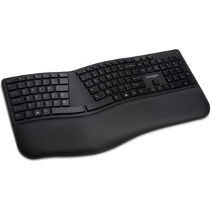 Kensington Pro Fit Ergo Wireless Ergonomic Keyboard - Wireless Connectivity - Bluetooth/RF - 2.40 GHz - USB Interface - Bl