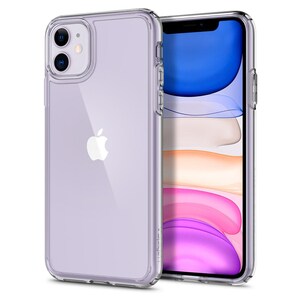 Spigen Ultra Hybrid Case for Apple iPhone 11 Smartphone - Crystal Clear - Thermoplastic Polyurethane (TPU), Polycarbonate