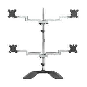 StarTech.com Quad Monitor Stand, Desktop VESA 4 Monitor Arm up to 32" (17.6lb/8kg) Screens, Ergonomic Articulating Pole Mo
