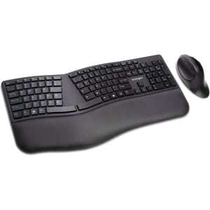 Kensington Pro Fit Ergo Wireless Ergonomic Keyboard and Mouse Combo - USB Wireless Bluetooth/RF 4.0 2.40 GHz Keyboard - Bl