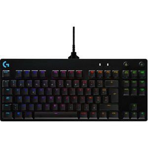 Logitech G PRO Gaming Keyboard - Cable Connectivity - USB Interface - RGB LED - French - AZERTY Layout - Black - Mechanica