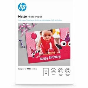 HP Jato de tinta Papel fotográfico - 180 g/m² Grammage - Mate - 25 Planilha