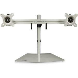 StarTech.com Dual Monitor Stand, Free Standing Desktop Pole Stand for 2x 24" (17.6lb/8kg) VESA Mount Displays, Height Adju