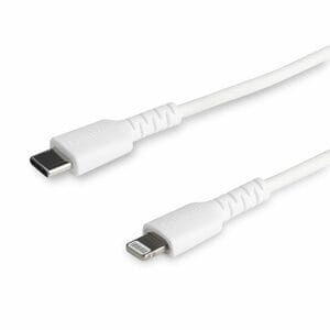 StarTech.com 3 foot/1m Durable White USB-C to Lightning Cable, Rugged Heavy Duty Charging/Sync Cable for Apple iPhone/iPad