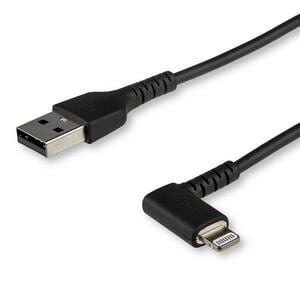 StarTech.com 2m USB A to Lightning Cable iPhone iPad Durable Right Angled 90 Degree Black Charger Cord w/Aramid Fiber Appl