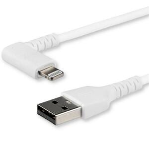 StarTech.com 2m USB A to Lightning Cable iPhone iPad Durable Right Angled 90 Degree White Charger Cord w/Aramid Fiber Appl