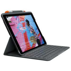 Logitech SLIM FOLIO Keyboard/Cover Case (Folio) iPad (7th Generation) Tablet - Graphite - Bump Resistant, Scratch Resistan
